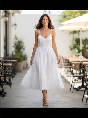 Rachel Antonoff White Eyelet Princess Dress Midi-Cotton- Size 6